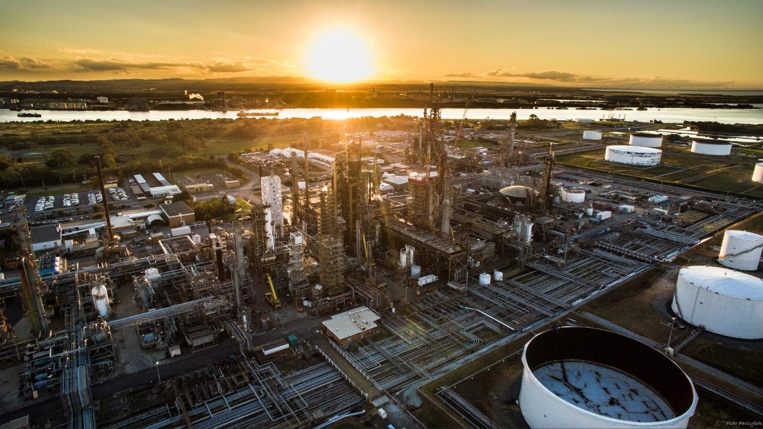 Refinery operations at golden hour